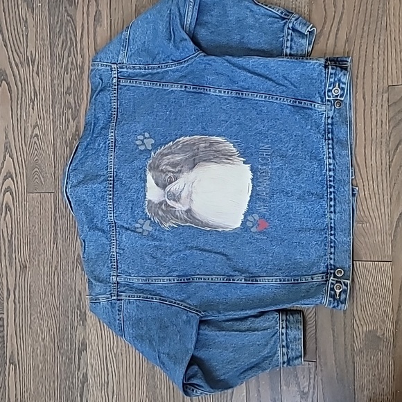 Vintage denim Japenese Chin dog button down jacket w size L - Picture 8 of 11